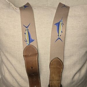 SOUTHERN PROPER FISH EMBOSSED BELT MARLIN LEATHER TAP MENS SIZE LG 38/40